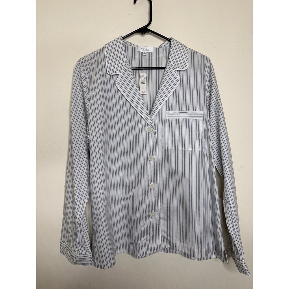 Talbots Haven Well Within Striped Cotton Pajama Top Size Medium Blue White
